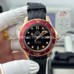 OVS Factory Omega Seamaster Diver 300M 210.90.42.20.01.003 42mm bronze gold rubber strap black dial replica watch