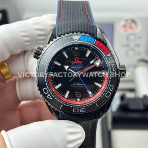 OVS Factory Omega Seamaster Planet Ocean 215.92.46.22.01.004 45.5mm rubber strap Arabic numerals black dial replica watch