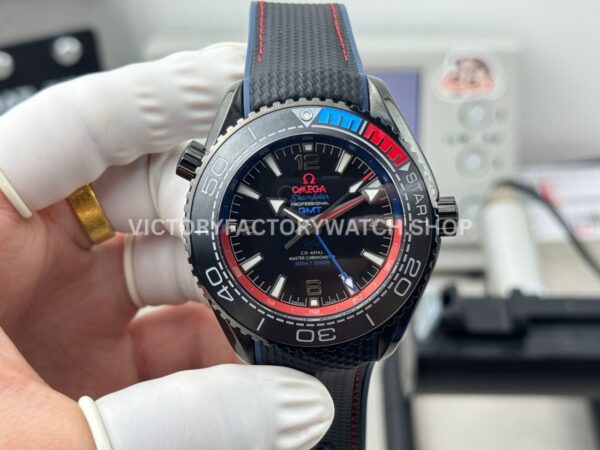 OVS Factory Omega Seamaster Planet Ocean 215.92.46.22.01.004 45.5mm rubber strap Arabic numerals black dial replica watch
