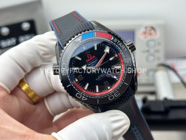 OVS Factory Omega Seamaster Planet Ocean 215.92.46.22.01.004 45.5mm Rubber Strap Arabic Numerals Black Dial