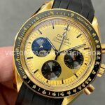 RM Factory Omega Speedmaster Professional Moonwatch 310.62.42.50.99.001 42mm Yellow Gold Rubber Strap Gold Dial