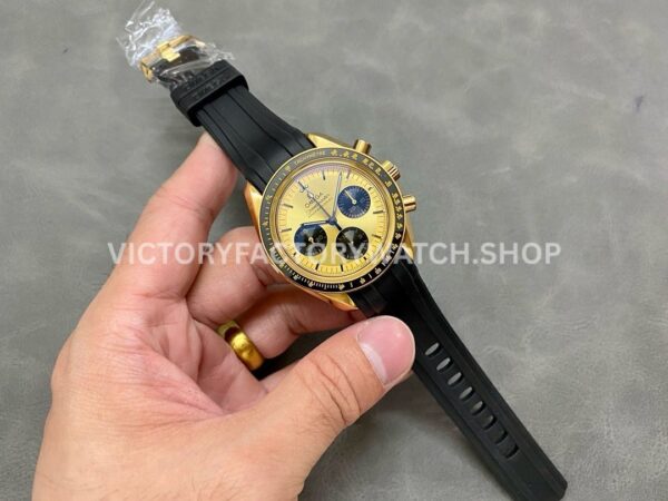 RM Factory Omega Speedmaster Professional Moonwatch 310.62.42.50.99.001 42mm Yellow Gold Rubber Strap Gold Dial