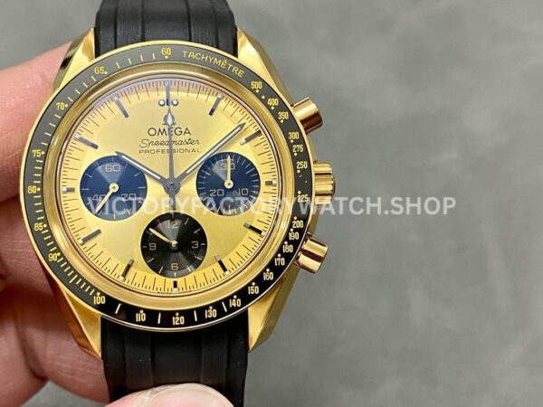 RM Factory Omega Speedmaster Professional Moonwatch 310.62.42.50.99.001 42mm yellow gold rubber strap gold dial replica watch