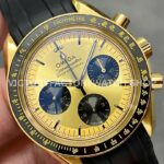 RM Factory Omega Speedmaster Professional Moonwatch 310.62.42.50.99.001 42mm Yellow Gold Rubber Strap Gold Dial