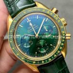 RM Factory Omega Speedmaster Professional Moonwatch 310.63.42.50.02.001 42mm Yellow Gold Leather Strap Green Dial