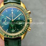 RM Factory Omega Speedmaster Professional Moonwatch 310.63.42.50.02.001 42mm yellow gold leather strap green dial replica watch