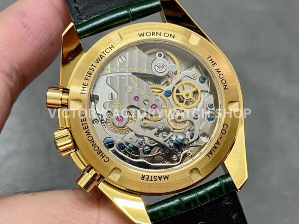 RM Factory Omega Speedmaster Professional Moonwatch 310.63.42.50.02.001 42mm Yellow Gold Leather Strap Green Dial