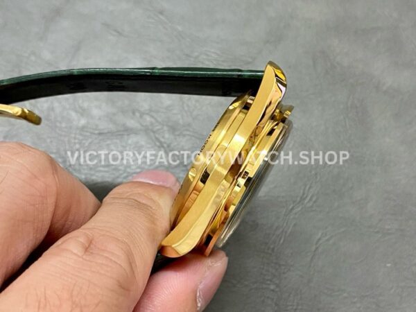 RM Factory Omega Speedmaster Professional Moonwatch 310.63.42.50.02.001 42mm Yellow Gold Leather Strap Green Dial
