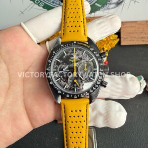 SMF Factory Omega Speedmaster Dark Side Of The Moon 310.92.44.50.01.001 44.25mm Ceramic Yellow Le SMF Factory Omega Speedmaster Dark Side Of The Moon 310.92.44.50.01.001 44.25mm ceramic yellow leather strap black dial replica watch