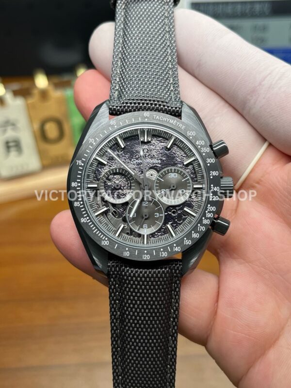SMF Factory Omega Speedmaster Dark Side Of The Moon 310.92.44.50.06.001 44.25mm ceramic textile strap grey dial replica watch
