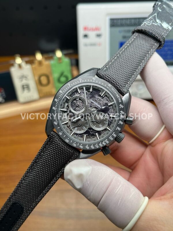 SMF Factory Omega Speedmaster Dark Side Of The Moon 310.92.44.50.06.001 44.25mm Ceramic Textile Strap Grey Dial