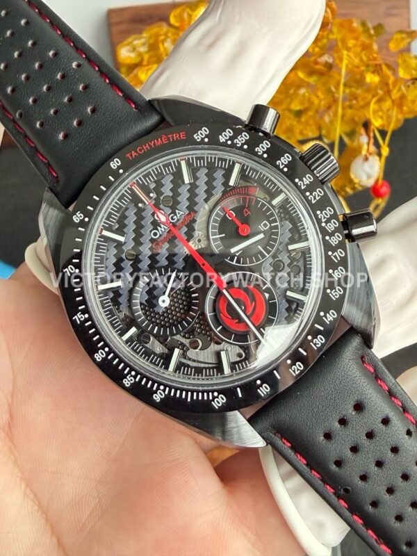 SMF Factory Omega Speedmaster Dark Side Of The Moon 311.92.44.30.01.002 44.25mm Ceramic Leather Strap Black Dial