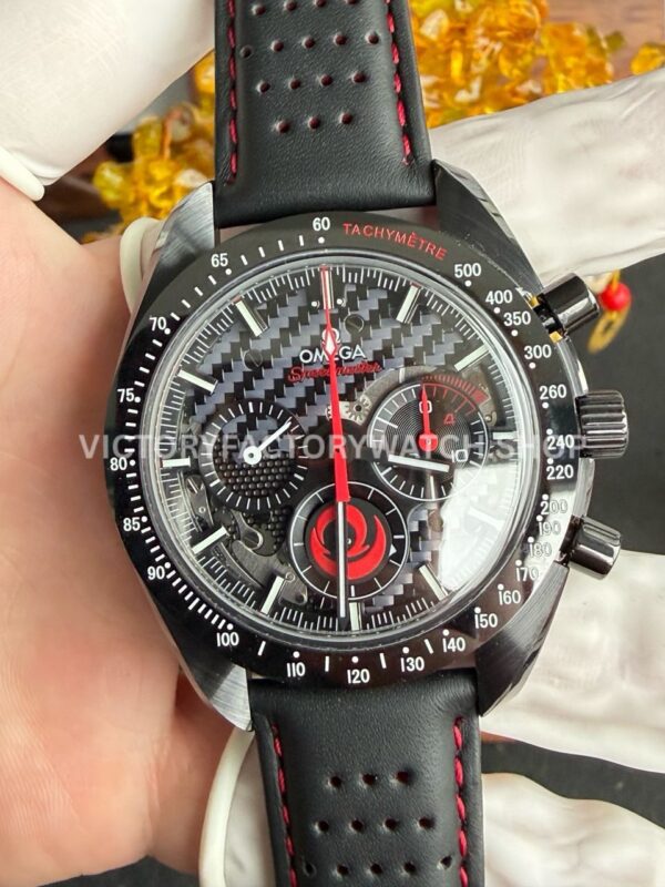 SMF Factory Omega Speedmaster Dark Side Of The Moon 311.92.44.30.01.002 44.25mm ceramic leather strap black dial replica watch