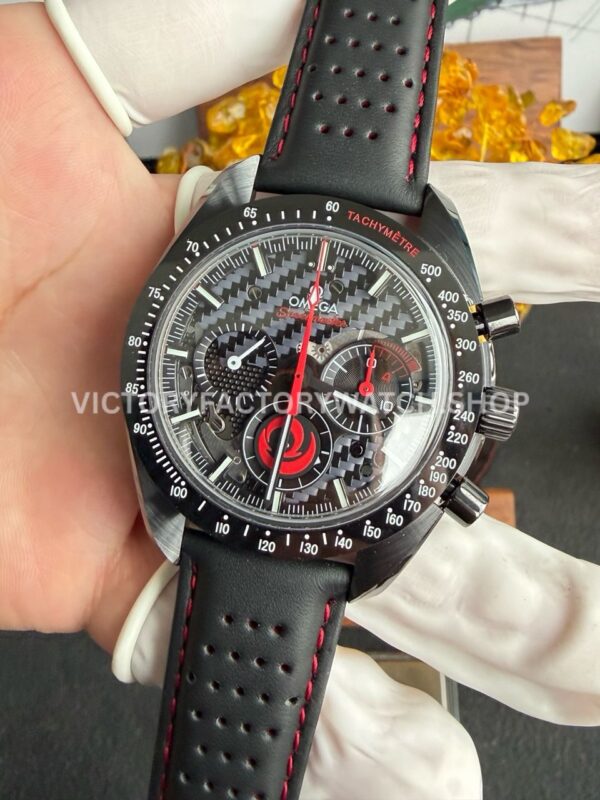 SMF Factory Omega Speedmaster Dark Side Of The Moon 311.92.44.30.01.002 44.25mm Ceramic Leather Strap Black Dial