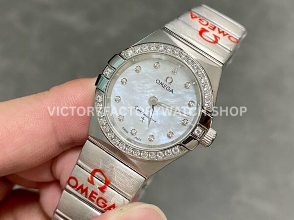 TW Factory Omega Constellation Quartz 123.15.27.60.55.003 27mm Diamond Bezel Full Steel Mother Of Pearl Dial