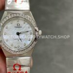 TW Factory Omega Constellation Quartz 123.15.27.60.55.003 27mm diamond bezel full steel mother of pearl dial replica watch