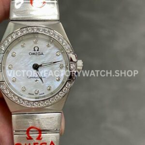 TW Factory Omega Constellation Quartz 123.15.27.60.55.003 27mm Diamond Bezel Full Steel Mother Of Pe (6) TW Factory Omega Constellation Quartz 123.15.27.60.55.003 27mm diamond bezel full steel mother of pearl dial replica watch