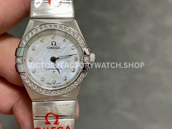 TW Factory Omega Constellation Quartz 123.15.27.60.55.003 27mm diamond bezel full steel mother of pearl dial replica watch