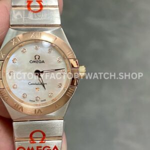 TW Factory Omega Constellation Quartz 123.20.27.60.55.001 27mm Half Ros ( TW Factory Omega Constellation Quartz 123.20.27.60.55.001 27mm half rose gold rose diamond mother of pearl dial replica watch