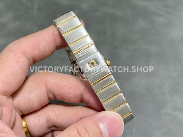 TW Factory Omega Constellation Quartz 123.20.27.60.55.002 27mm Half Yellow Gold Diamon ( (3) TW Factory Omega Constellation Quartz 123.20.27.60.55.002 27mm Half Yellow Gold Diamond Gold Bezel Mother Of Pearl Diamond Dial