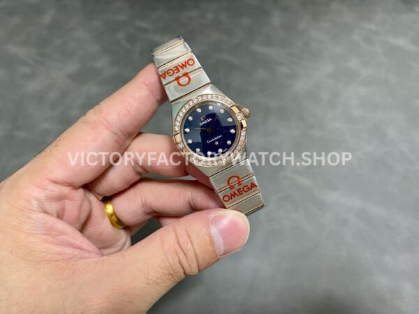 TW Factory Omega Constellation Quartz 131.25.25.60.53.002 27mm Half Rose Gold Roman Number Rose Gold Bezel Diamond Gypsophila Blue Dial