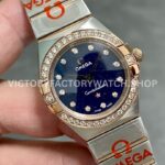 TW Factory Omega Constellation Quartz 131.25.25.60.53.002 27mm Half Rose Gold Roman Number Rose Gold Bezel Diamond Gypsophila Blue Dial
