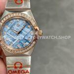 TW Factory Omega Constellation Quartz 131.25.28.60.99.001 27mm Diamond Bezel Half Rose Gold S (3) TW Factory Omega Constellation Quartz 131.25.28.60.99.001 27mm half rose gold diamond bezel diamond blue dial replica watch