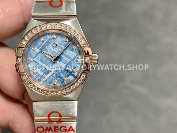 TW Factory Omega Constellation Quartz 131.25.28.60.99.001 27mm Diamond Bezel Half Rose Gold S (3) TW Factory Omega Constellation Quartz 131.25.28.60.99.001 27mm half rose gold diamond bezel diamond blue dial replica watch