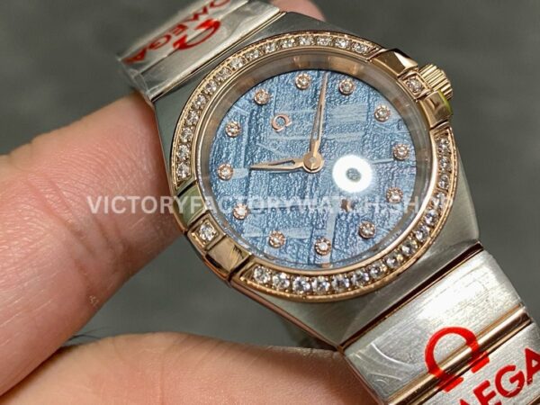 TW Factory Omega Constellation Quartz 131.25.28.60.99.001 27mm Diamond Bezel Half Rose Gold S (7) TW Factory Omega Constellation Quartz 131.25.28.60.99.001 27mm Half Rose Gold Diamond Bezel Diamond Blue Dial