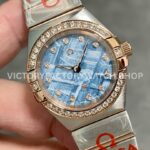 TW Factory Omega Constellation Quartz 131.25.28.60.99.001 27mm Diamond Bezel Half Rose Gold S (9) TW Factory Omega Constellation Quartz 131.25.28.60.99.001 27mm Half Rose Gold Diamond Bezel Diamond Blue Dial