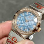 TW Factory Omega Constellation Quartz 131.25.28.60.99.001 27mm Diamond Bezel Half Rose Gold Ste (1) TW Factory Omega Constellation Quartz 131.25.28.60.99.001 27mm Half Rose Gold Diamond Bezel Diamond Blue Dial