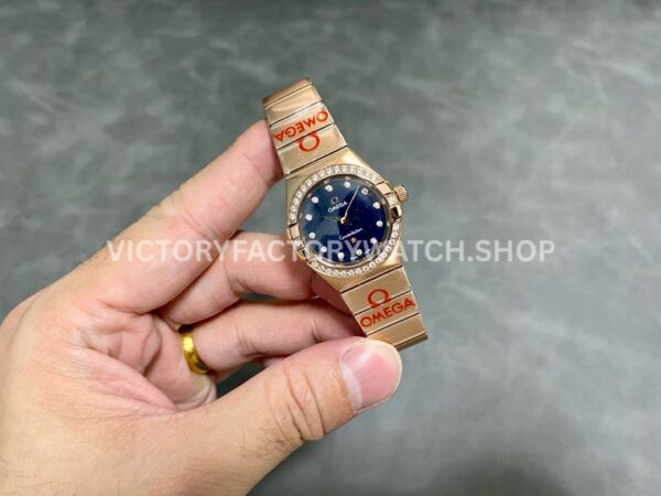TW Factory Omega Constellation Quartz 131.55.25.60.53.002 27mm Full Rose Gold Diamond Bezel Diamond Gypsophila Blue Dial