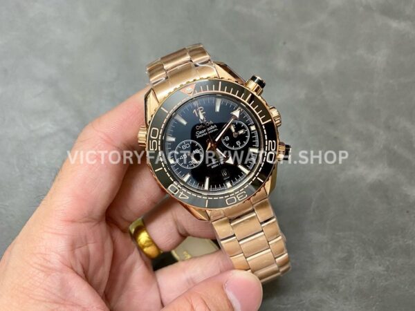 TW Factory Omega Seamaster Planet Ocean Chronograph 215.63.46.51.01.001 44.25mm Full Rose Gold Black Dial
