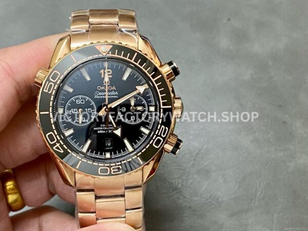 TW Factory Omega Seamaster Planet Ocean Chronograph 215.63.46.51.01.001 44.25mm full rose gold black dial replica watch