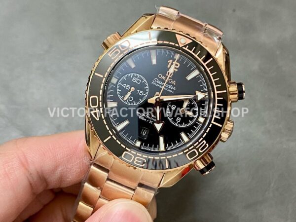 TW Factory Omega Seamaster Planet Ocean Chronograph 215.63.46.51.01.001 44.25mm Full Rose Gold Black Dial