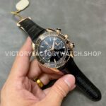 TW Factory Omega Seamaster Planet Ocean Chronograph 215.63.46.51.01.001 44.25mm Rose Gold Leather Strap Black Dial