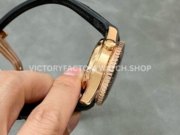 TW Factory Omega Seamaster Planet Ocean Chronograph 215.63.46.51.01.001 44.25mm Rose Gold Leather Strap Black Dial
