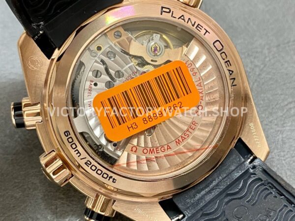 TW Factory Omega Seamaster Planet Ocean Chronograph 215.63.46.51.01.001 44.25mm Rose Gold Leather Strap Black Dial