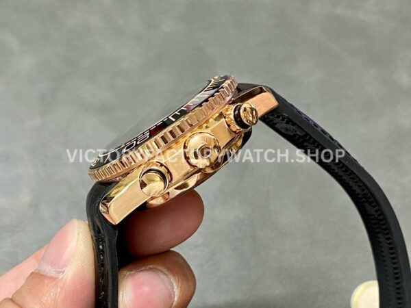 TW Factory Omega Seamaster Planet Ocean Chronograph 215.63.46.51.01.001 44.25mm Rose Gold Leather Strap Black Dial
