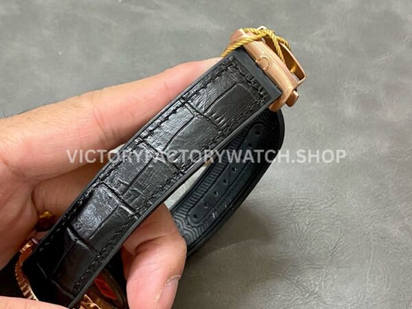 TW Factory Omega Seamaster Planet Ocean Chronograph 215.63.46.51.01.001 44.25mm Rose Gold Leather Strap Black Dial