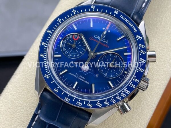 TW Factory Omega Speedmaster Moonphase 304.33.44.52.03.001 44.25mm Steel Leather Strap Blue Dial (3) TW Factory Omega Speedmaster Moonphase 304.33.44.52.03.001 44.25mm Steel Leather Strap Blue Dial