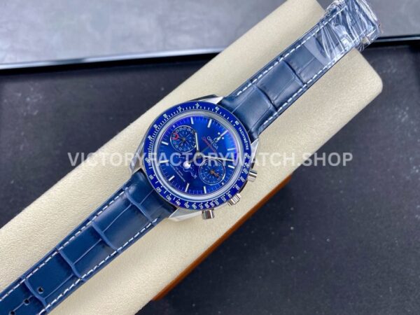 TW Factory Omega Speedmaster Moonphase 304.33.44.52.03.001 44.25mm Steel Leather Strap Blue Dial (7) TW Factory Omega Speedmaster Moonphase 304.33.44.52.03.001 44.25mm Steel Leather Strap Blue Dial