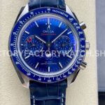 TW Factory Omega Speedmaster Moonphase 304.33.44.52.03.001 44.25mm Steel Leather Strap Blue Dial (8) TW Factory Omega Speedmaster Moonphase 304.33.44.52.03.001 44.25mm steel leather strap blue dial replica watch
