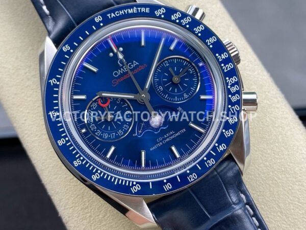 TW Factory Omega Speedmaster Moonphase 304.33.44.52.03.001 44.25mm Steel Leather Strap Blue Dial (9) TW Factory Omega Speedmaster Moonphase 304.33.44.52.03.001 44.25mm Steel Leather Strap Blue Dial