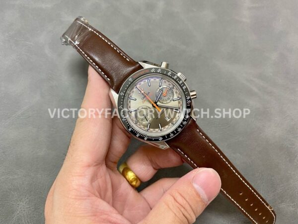 TW Factory Omega Speedmaster Racing 329.32.44.51.06.001 44.25mm Steel Leather Strap Silver Strap (2) TW Factory Omega Speedmaster Racing 329.32.44.51.06.001 44.25mm Steel Leather Strap Silver Dial