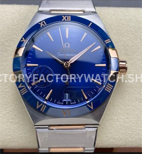 V+ Factory Omega Constellation 131.23.41.21.03.001 41mm Half Rose Gold Blue Ceramic Bezel Blue Dial (7) V+ Factory Omega Constellation 131.23.41.21.03.001 41mm half rose gold blue ceramic bezel blue dial replica watch