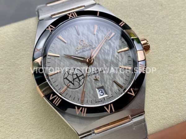 V+ Factory Omega Constellation 131.23.41.21.06.001 41mm Half Rose Gold Black Ceramic Bezel Grey Dial (8) V+ Factory Omega Constellation 131.23.41.21.06.001 41mm Half Rose Gold Black Ceramic Bezel Grey Dial