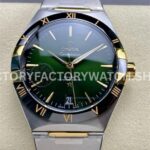 V+ Factory Omega Constellation 131.23.41.21.10.001 41mm Half Yellow Gold Black Ceramic Bezel Green Dial (1) V+ Factory Omega Constellation 131.23.41.21.10.001 41mm half yellow gold black ceramic bezel green dial replica watch
