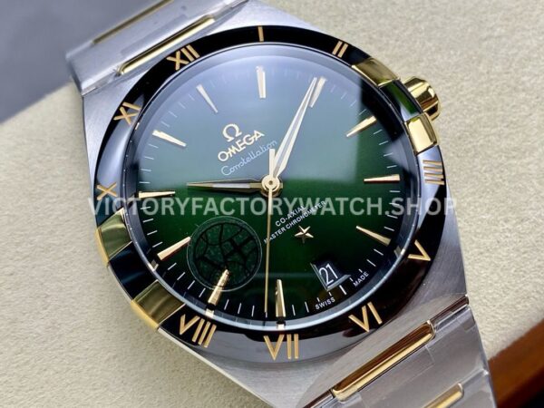 V+ Factory Omega Constellation 131.23.41.21.10.001 41mm Half Yellow Gold Black Ceramic Bezel Green Dial (9) V+ Factory Omega Constellation 131.23.41.21.10.001 41mm Half Yellow Gold Black Ceramic Bezel Green Dial