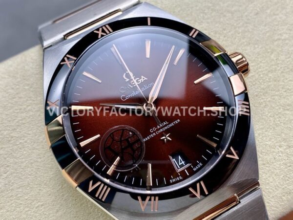 V+ Factory Omega Constellation 131.23.41.21.11.001 41mm Half Rose Gold Black Ceramic Bezel Red Dial (2) V+ Factory Omega Constellation 131.23.41.21.11.001 41mm Half Rose Gold Black Ceramic Bezel Red Dial